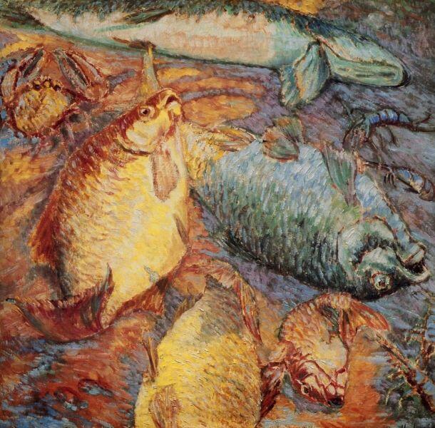 М. Ф. Ларионов, «Рыбы при заходящем солнце», 1904 г.