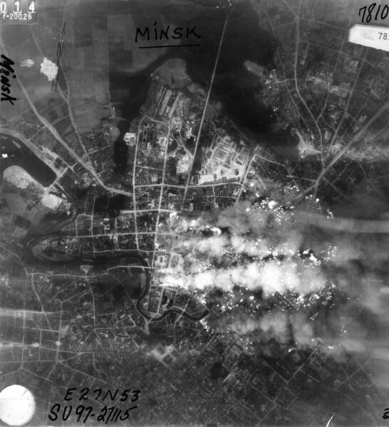 Аэрофотосъемка пожаров после налетов люфтваффе на Минск 24-25 июня 1941 года