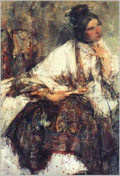 Н. И. Фешин, «Портрет Н. М. Сапожникова (в шали)», 1908 г.