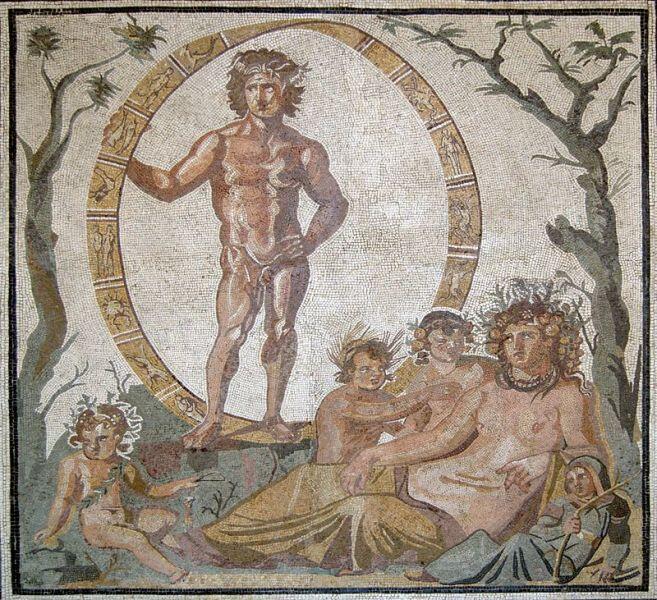 Римская мозаика III века нашей эры с изображением кольца, свернутого как лента Мёбиуса, мюнхенская Глиптотека