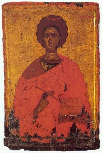 Святой Пантелеймон, энкаустическая икона, XI век