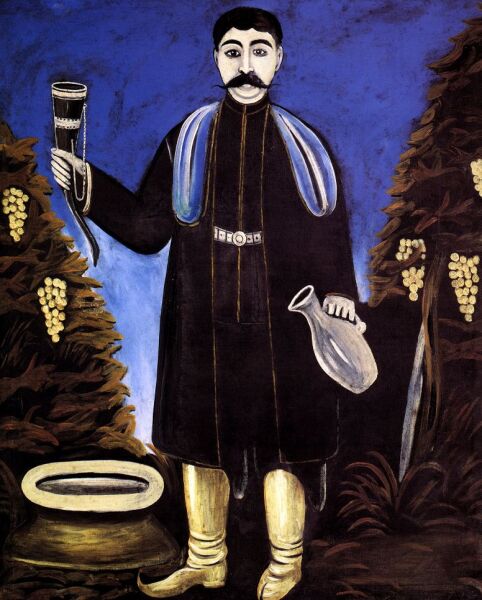 Нико Пиросмани (Пиросманашвили), «Князь с рогом вина», 1908 г.
