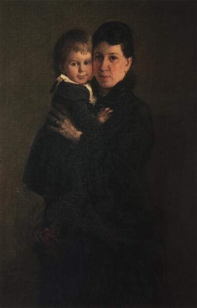 Н. Н. Ге, «Портрет Софьи Андреевны Толстой, жены писателя, с дочерью Александрой», 1886 г.