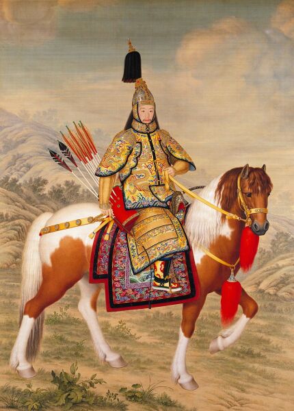 Джузеппе Кастильоне, «Император Цяньлун в церемониальных доспехах на коне»