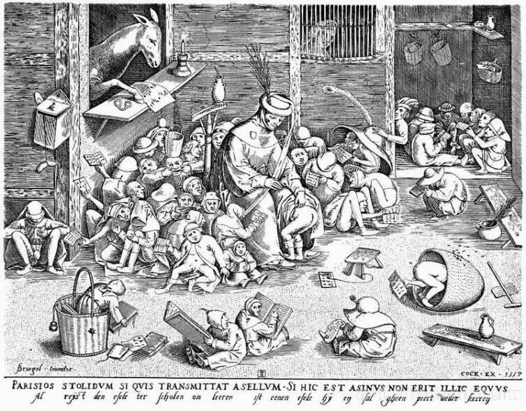 Питер Брейгель Старший, «Осел в школе (Тупица)», 1556 г.