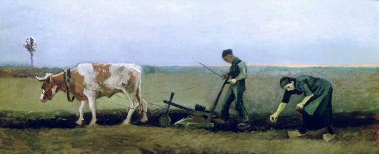 Винсент Ван Гог, «Пахарь с женщиной, сажающей картофель», 1884 г.