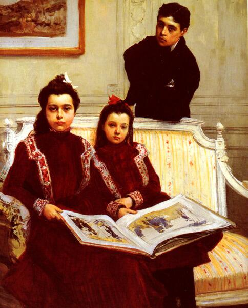 Франсуа Фламенг, «Фамильный портрет мальчика и двух его сестер»