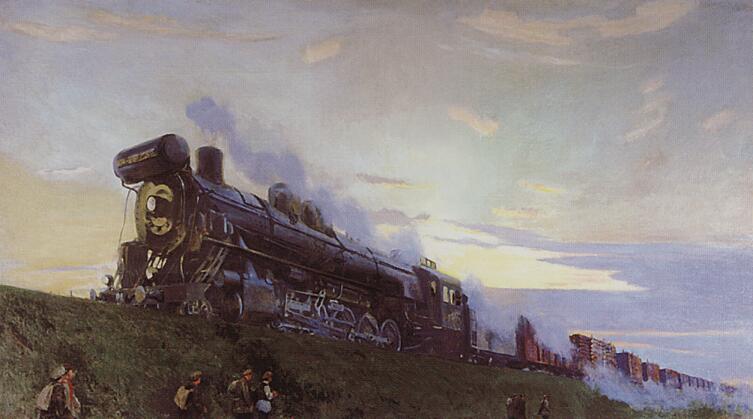 А. А. Рылов, «Сверхмощный паровоз», 1935 г.