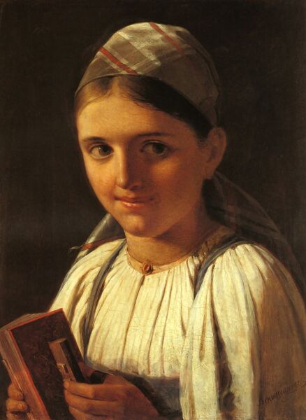 А. Г. Венецианов, «Девушка с гармошкой», 1840 г.