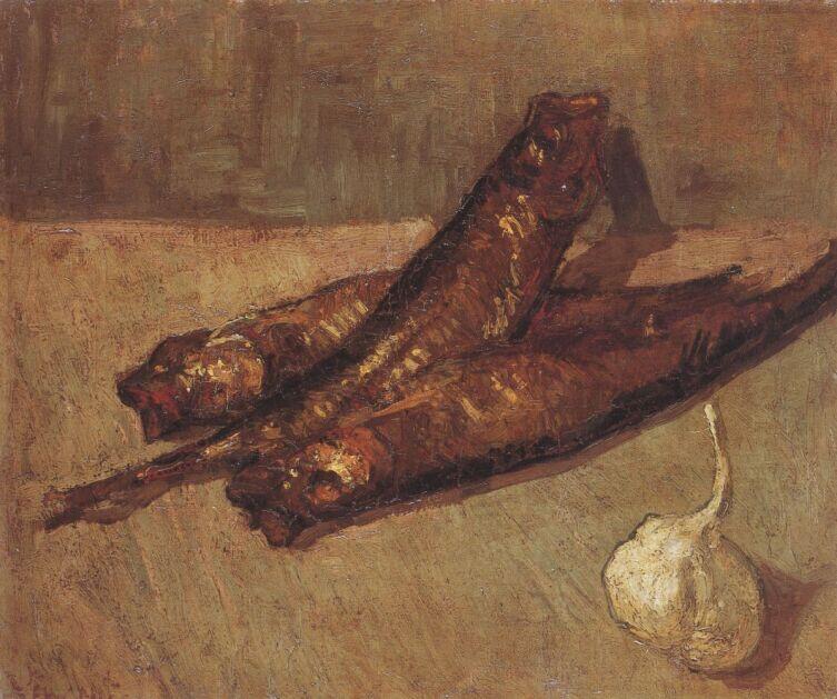 Винсент Ван Гог, «Натюрморт с копченой рыбой и чесноком», 1887 г.