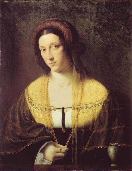 Бартоломео Венето, «Портрет дамы с атрибутами Марии Магдалины». Предполагается что изображена Чечилия Галлерани