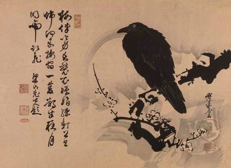 Кёсай Каванабэ, «Ворон на заснеженной сливовой ветке»