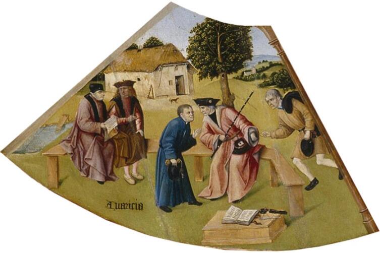 Иероним Босх, «Алчность. Семь смертных грехов и Четыре последние вещи» (фрагмент), 1485 г.