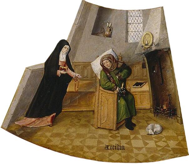 Иероним Босх, «Уныние. Семь смертных грехов и Четыре последние вещи» (фрагмент), 1485 г.