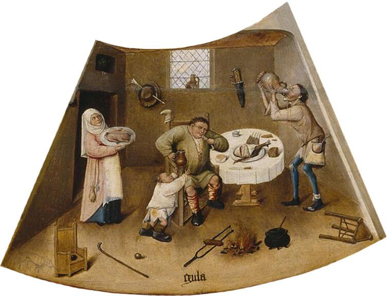 Иероним Босх, «Обжорство. Семь смертных грехов и Четыре последние вещи» (фрагмент), 1485 г.