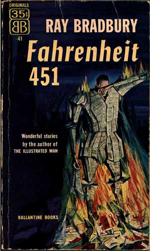 Обложка первого издания романа Рэя Бредбери «451° по Фаренгейту»