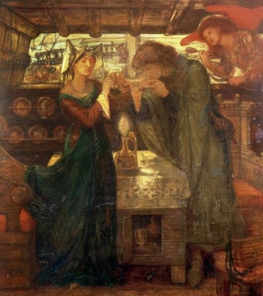 Данте Габриэль Россетти, «Тристан и Изольда пьют любовное зелье», 1867 г.