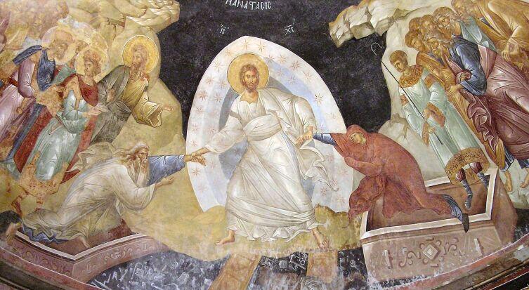 Сошествие во ад (фреска монастыря Хора, XIV век)