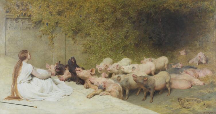 Брайтон Ривьер, «Цирцея со свиньями», 1896 г.
