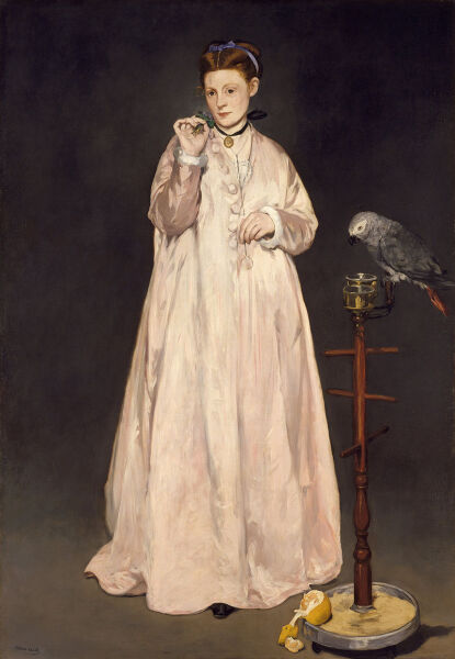 Эдуар Мане, «Женщина с попугаем», 1866 г. (Художница Викторина Мёран — любимая модель Эдуарда Мане)