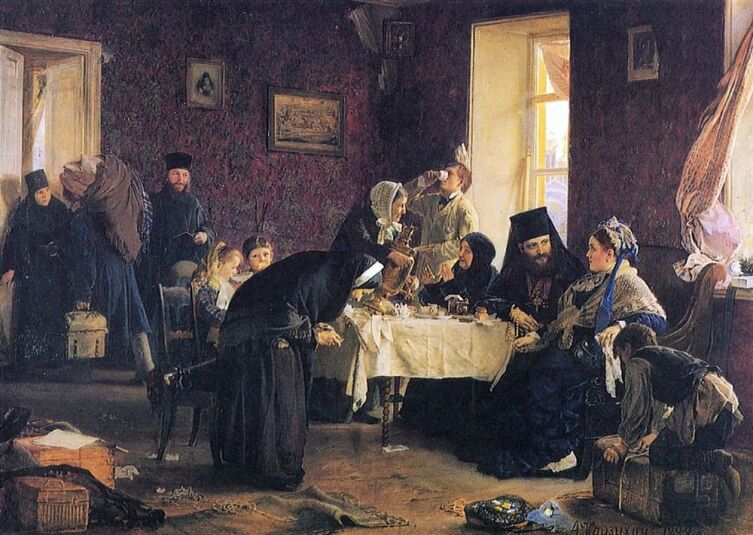 А. И. Корзухин, «В монастырской гостинице», 1882 г.