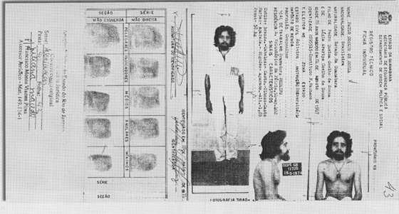 Тюремная карточка Пауло Коэльо