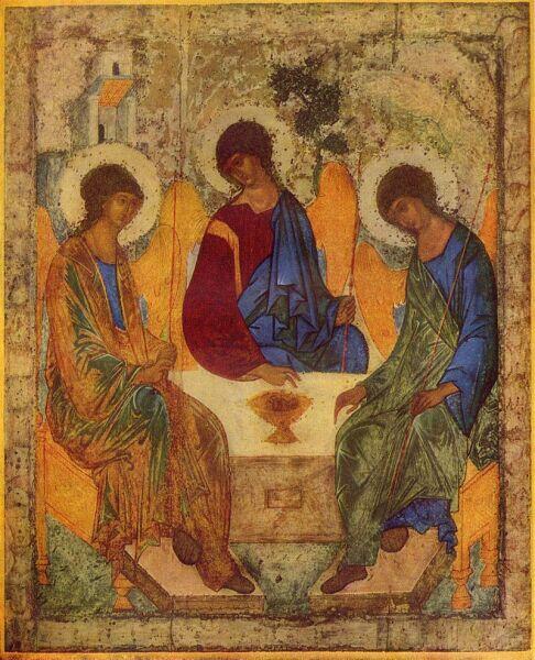 Троица (икона Андрея Рублёва, ок. 1422—1427 гг, Москва, Третьяковская галерея)