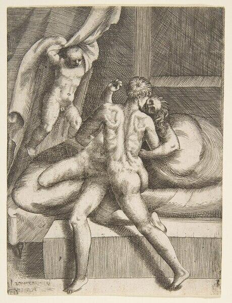 Джулио Бонасоне, Аполлон и Левкотоя, 1531,14×11 см, Метрополитенмузей, Нью-Йорк, США