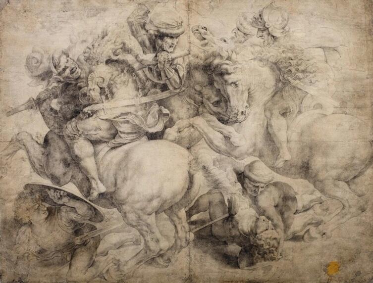 Неизвестный художник, «Сражение за штандарт (Битва при Ангиари), по мотивам Леонардо», XVI век