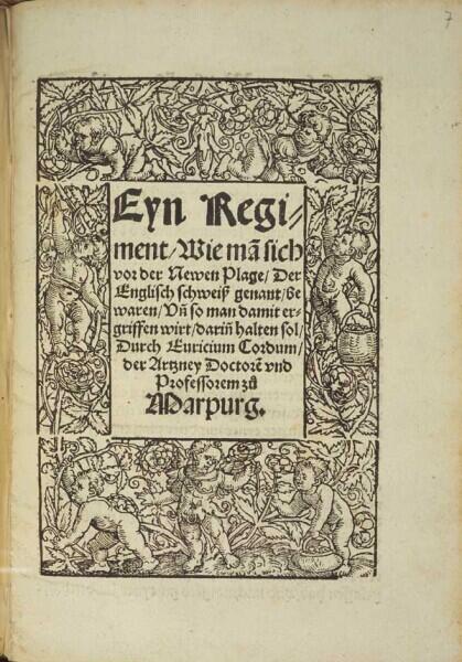 Немецкий трактат о «новой чуме — английском поте», изданный Эврицием Кордом (Генрихом Ритце) в 1529 году