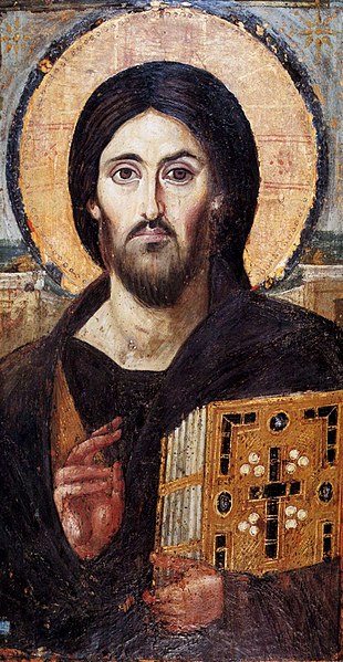 Христос Пантократор (одна из древнейших икон Христа, VI век, монастырь Святой Екатерины)