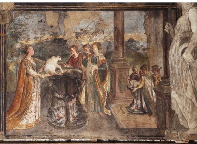 Аннибале Каррачи, фреска «Ясон и Медея», (фрагмент «Медея и Пелий»), дворец Гисиларди Фава, Болонья, Италия