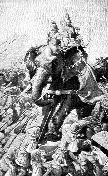 Боевые слоны Пирра сражаются с римлянами