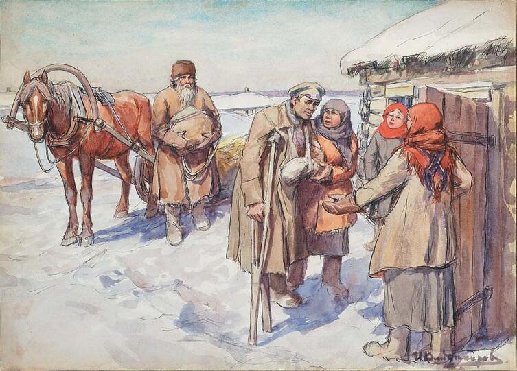 И. А. Владимиров, «Возвращение инвалида в родной дом», 1917 г.