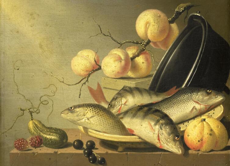 Хармен ван Стенвейк, «Натюрморт с рыбами и фруктами»