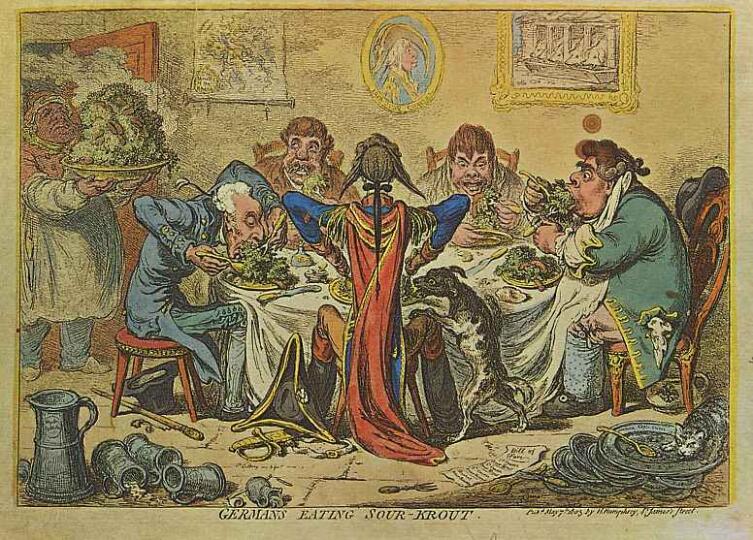 Джеймс Гилрей, «Немцы, питающиеся кислой капустой», 1803 г.