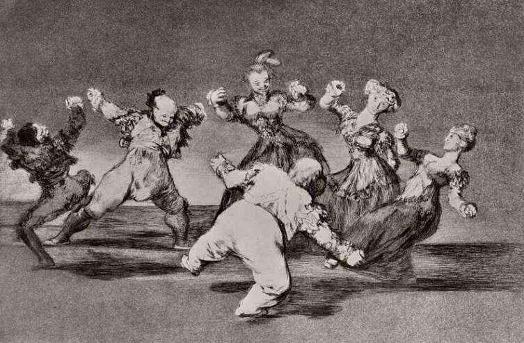 Франсиско Гойя, «Веселая глупость» (серия «Диспаратес», лист 12), 1819 г.