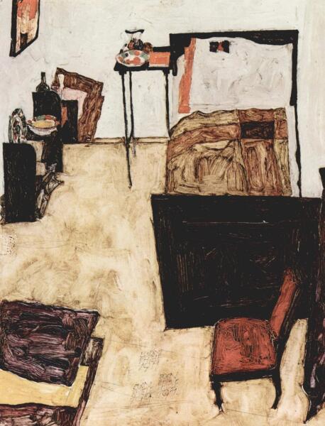 Эгон Шиле, «Спальня Шиле в Нойленгбахе», 1911 г.
