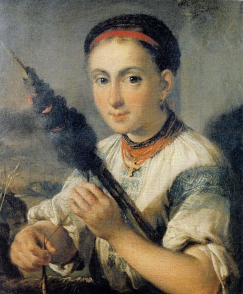 В. А. Тропинин, «Пряха», 1821 г.