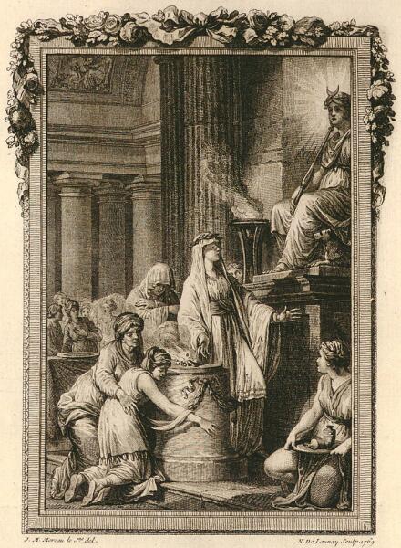 Николас де Леней по рисунку Жан-Мишеля Моро, «Молитва о превращении Ифиса в мальчика у алтаря Исиды», до 1792 г.