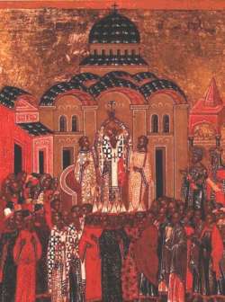 Икона «Воздвижение Креста Господня». Новгород, XV век