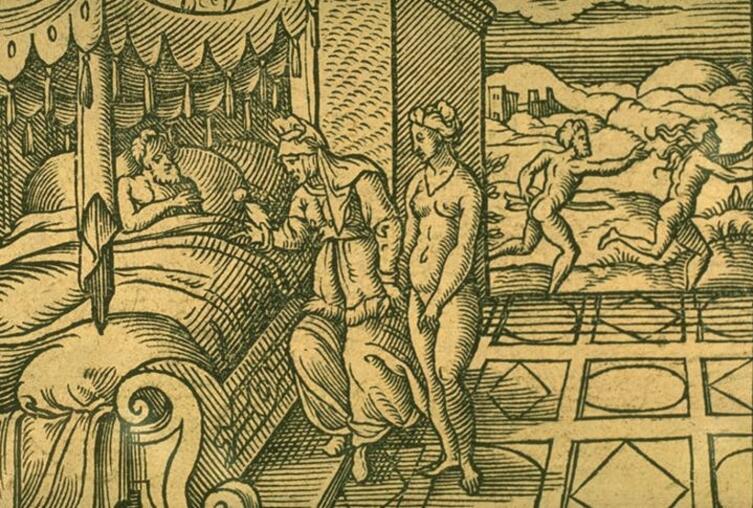 Виргиль Солис, иллюстрация к «Метаморфозам» Овидия, «Мирра», 1581 г.