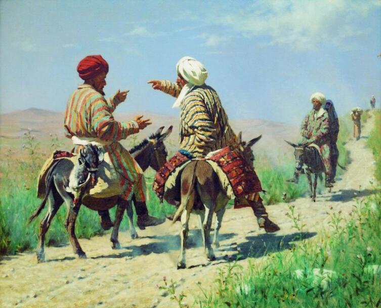 В. П. Верещагин, «Мулла Рахим и мулла Керим по дороге на базар ссорятся», 1873 г.