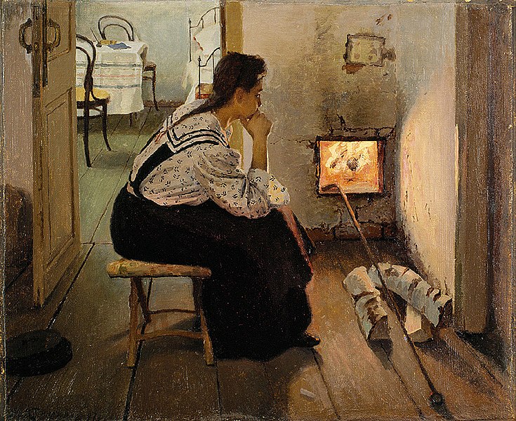 Я. Я. Калиниченко, «Думы у печки», 1897 г.