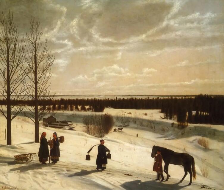 Н. С. Крылов, «Зимний пейзаж (Русская зима)», 1827 г.