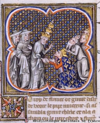 Папа Иннокентий IV с Людовиком IX в Клюни