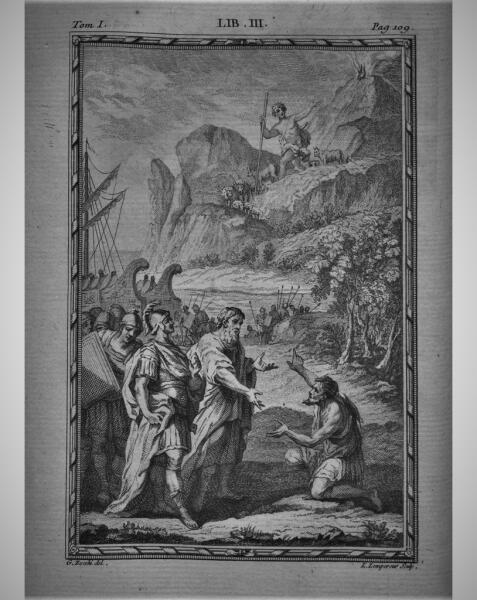 Джузеппе Дзокки, «Ахеменид и Полифем», иллюстрация к «Энеиде» Вергилия, 1760 г.