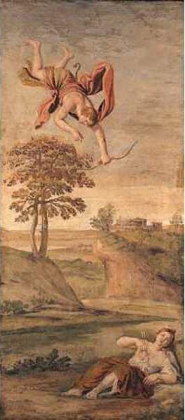 Фреска Доменикино, «Аполлон убивает Корониду», 1616−1618 гг.