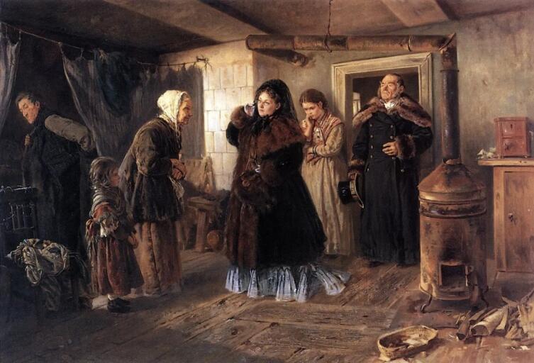 В. Е. Маковский, «Посещение бедных», 1874 г.