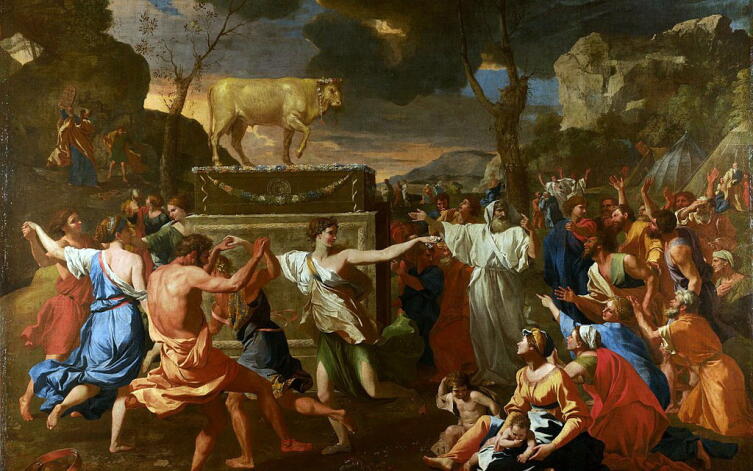 Никола Пуссен, «Поклонение золотому тельцу», 1633−1637 гг.